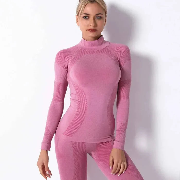 Seamless activewear Sports Stripe Long Sleeve Yoga Top - Quick-Drying Fitness Wear - Allen-Fitness