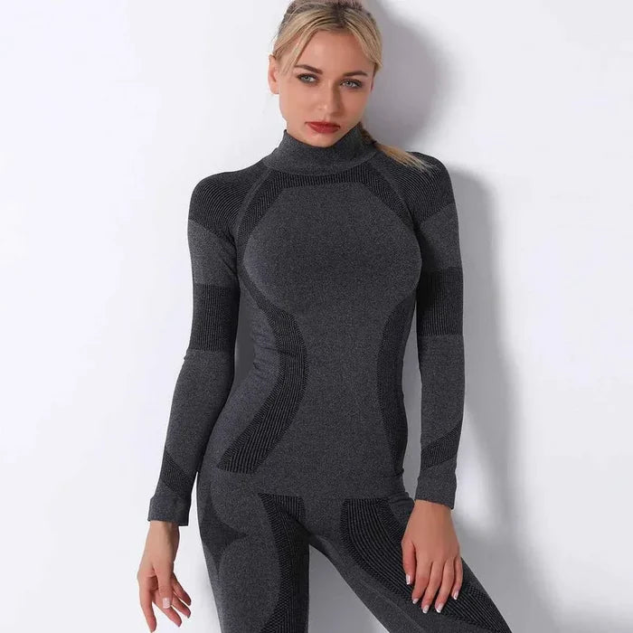 Seamless activewear Sports Stripe Long Sleeve Yoga Top - Quick-Drying Fitness Wear - Allen-Fitness