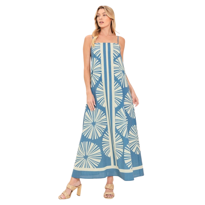 Seaside Fan Print Maxi Dress