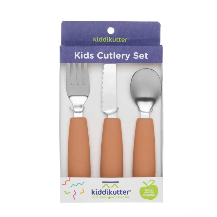 Set de couverts enfant en inox & silicone KiddiKutter - Orange