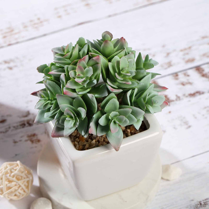 Set of 3 | 4'' Assorted Green Echeveria Artificial Plants with Pots