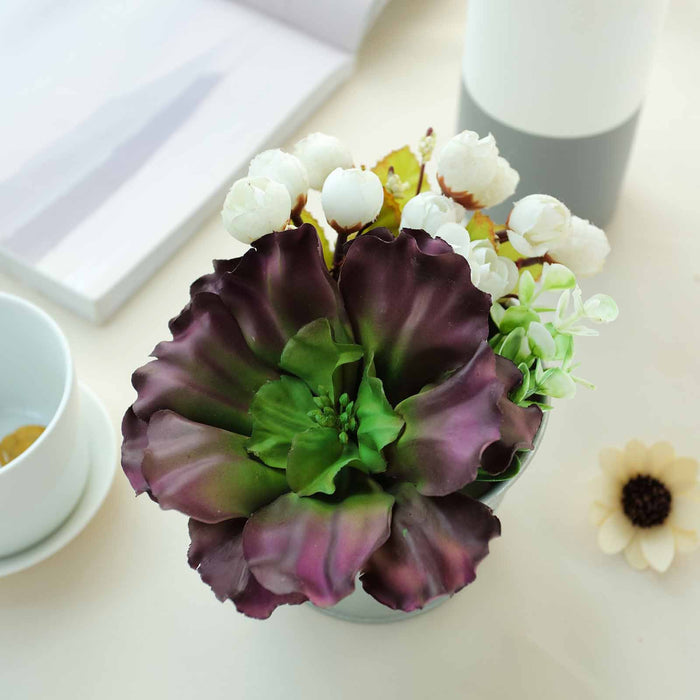 Set of 3 | Multi Colored Fake Succulents | 6" Wavy Kalanchoe Decorative Artificial Plants