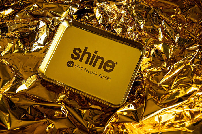 shine 24k gold rolling tray metal
