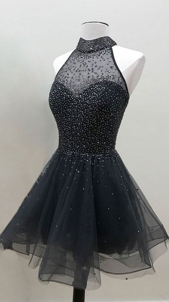 Short Homecoming Dress 2021 A Line Sleeveless Halter Neck Party Dress Tulle Summer