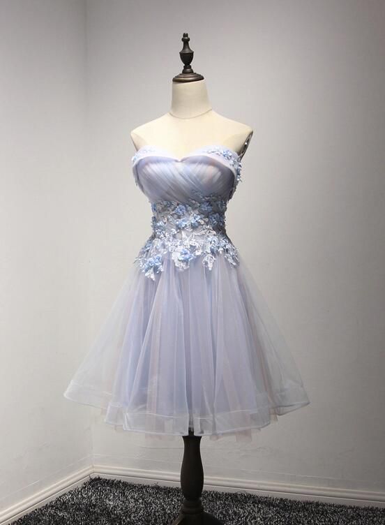 Short Prom Dress 2022 Fairy Strapless Tulle with Lace appliques