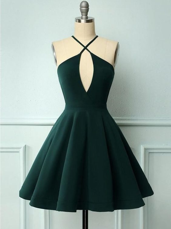 Short Prom Dress 2022 Halter neck Beautiful back Satin with Ruched