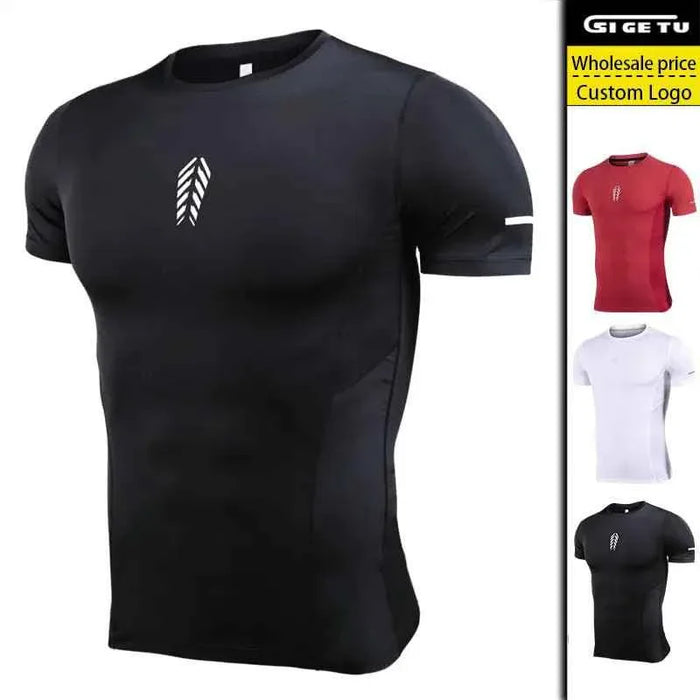 Custom Short Sleeve Sports Tops Seamless Dry Fit Sports Men's Compression Gym Wear Men Gym Tights Gym Fitness Wear