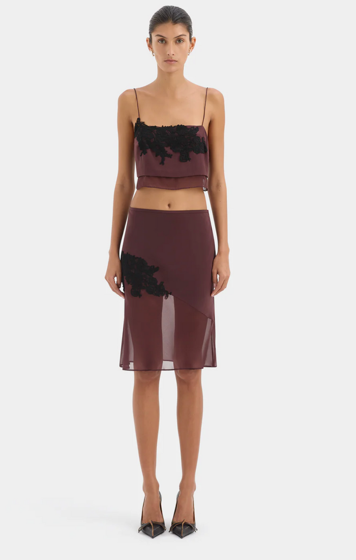 SIR. Noria Midi Skirt - Dark Plum