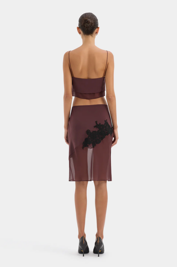 SIR. Noria Midi Skirt - Dark Plum