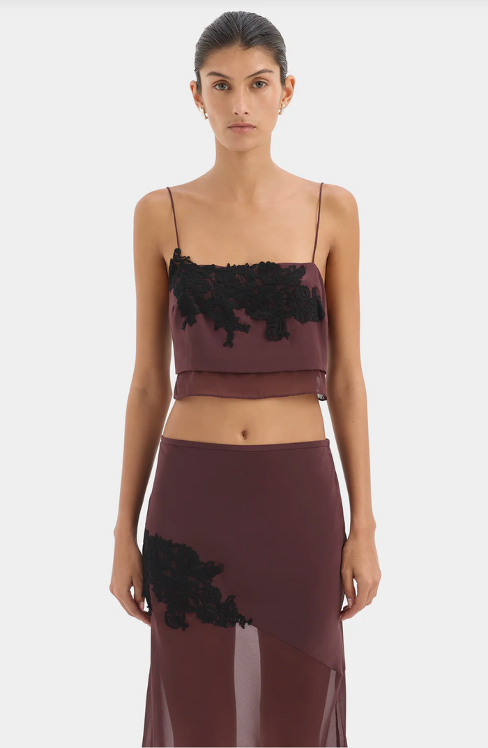 SIR. Noria Midi Skirt - Dark Plum