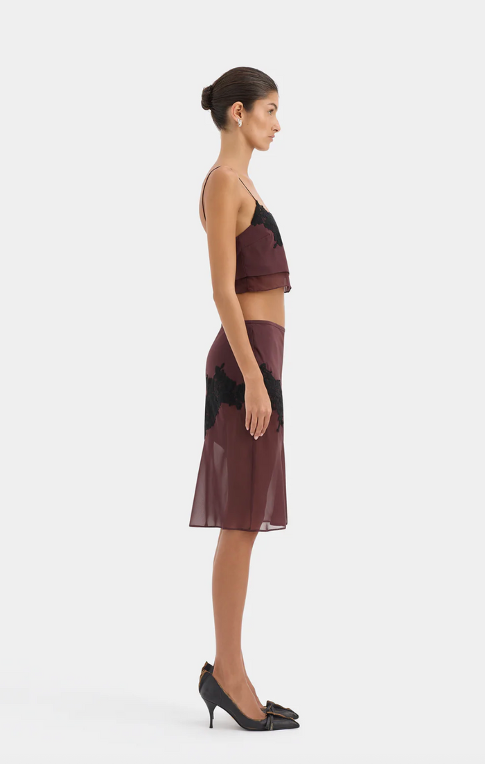 SIR. Noria Midi Skirt - Dark Plum