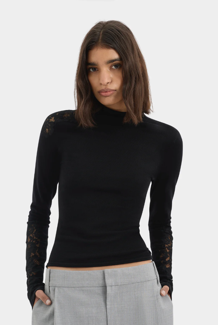 SIR. Saeli Long Sleeve Top - Black