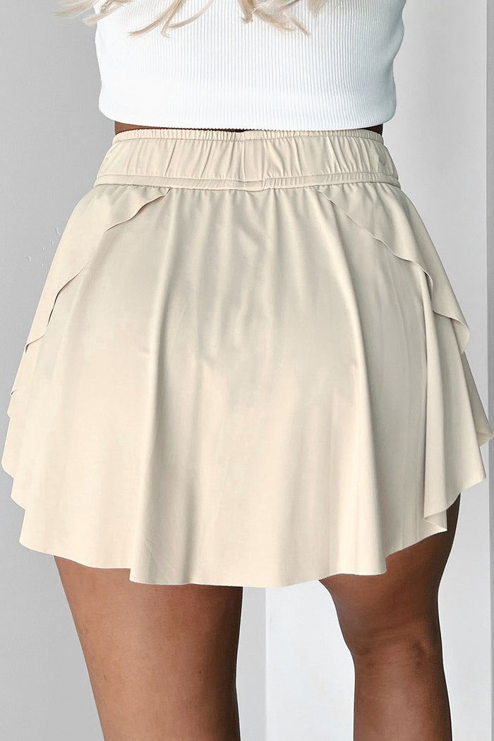 Sky Blue Drawstring Elastic Waistband Lined Tennis Skorts