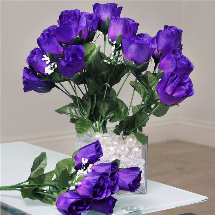 Small Rose Buds Artificial Silk Flowers - Purple