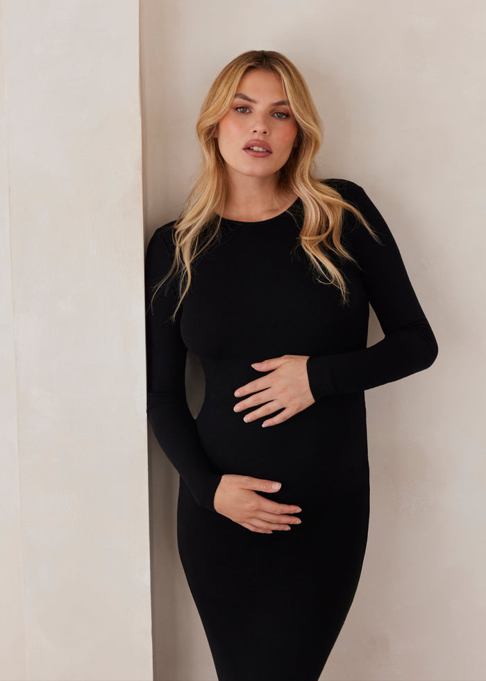 Soft Rib Maxi Long Sleeve Dress