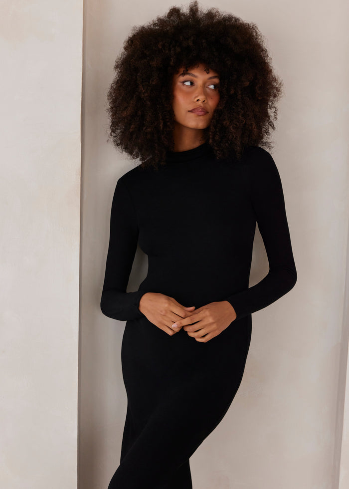 Soft Rib Maxi Long Sleeve Dress