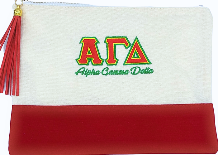 Sorority Embroidered Greek Letter Pouch