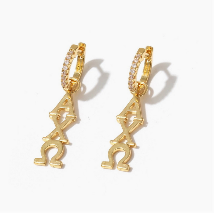 Sorority Greek Letter Earrings Huggie Hoops