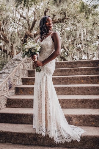Spaghetti Straps Wedding Dress Mermaid Ivory Lace