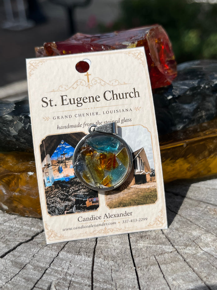 St. Eugene Small Round Silver Pendant