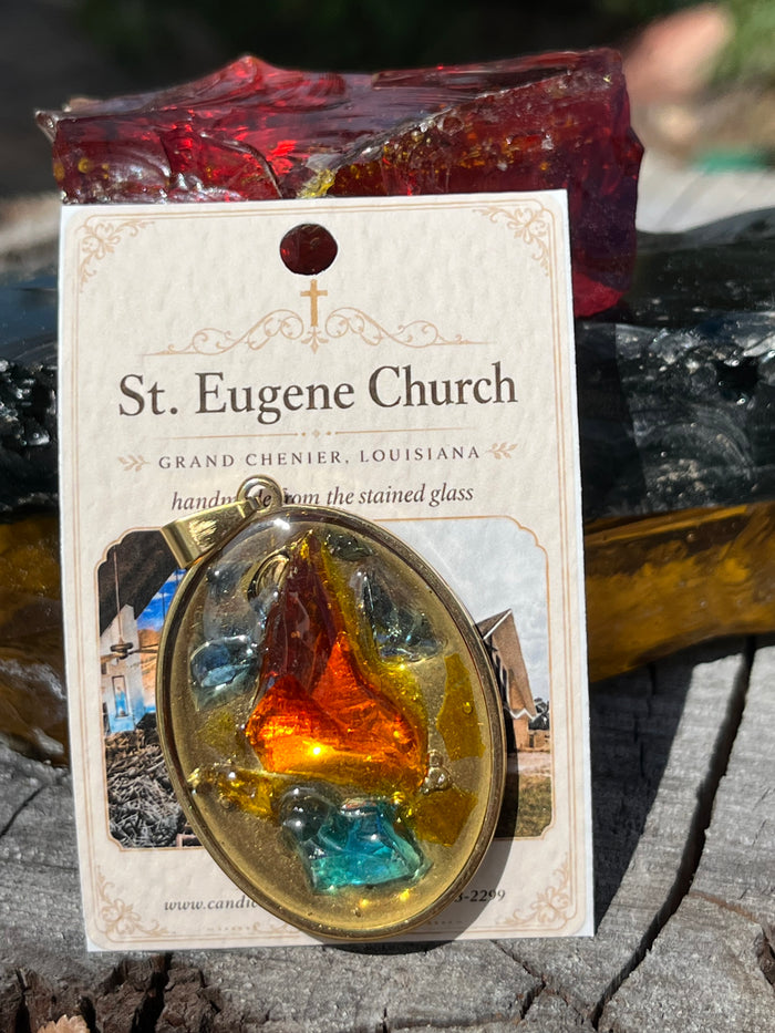 St Eugene Gold Oval Pendant
