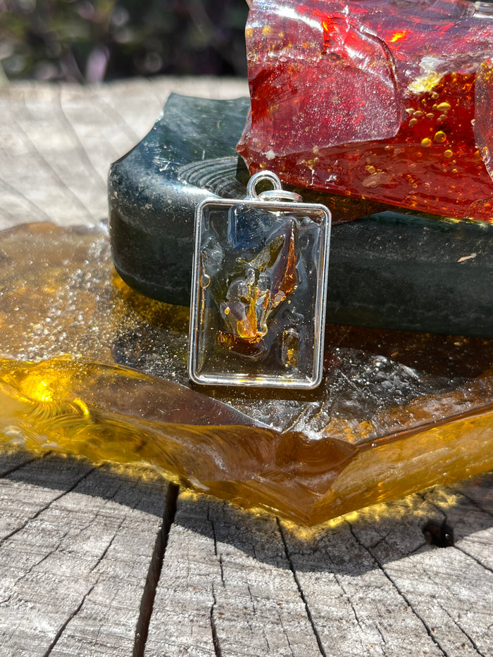 St Eugene Silver Rectangle Clear Pendant