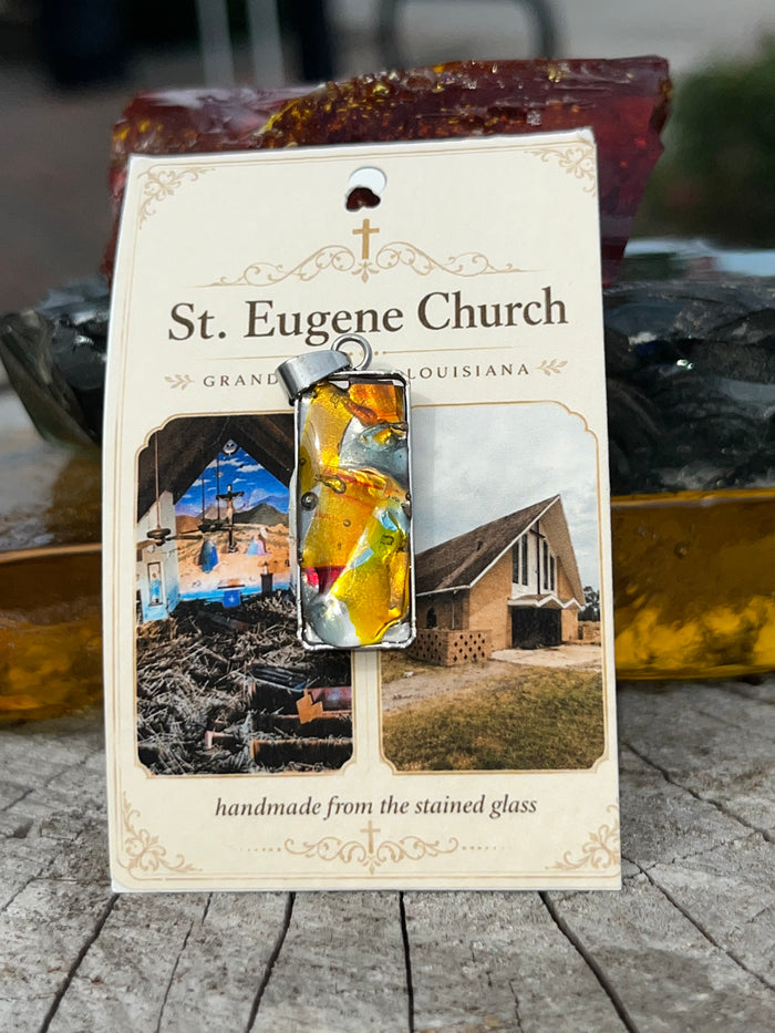 St Eugene Small Silver Rectangle Pendant