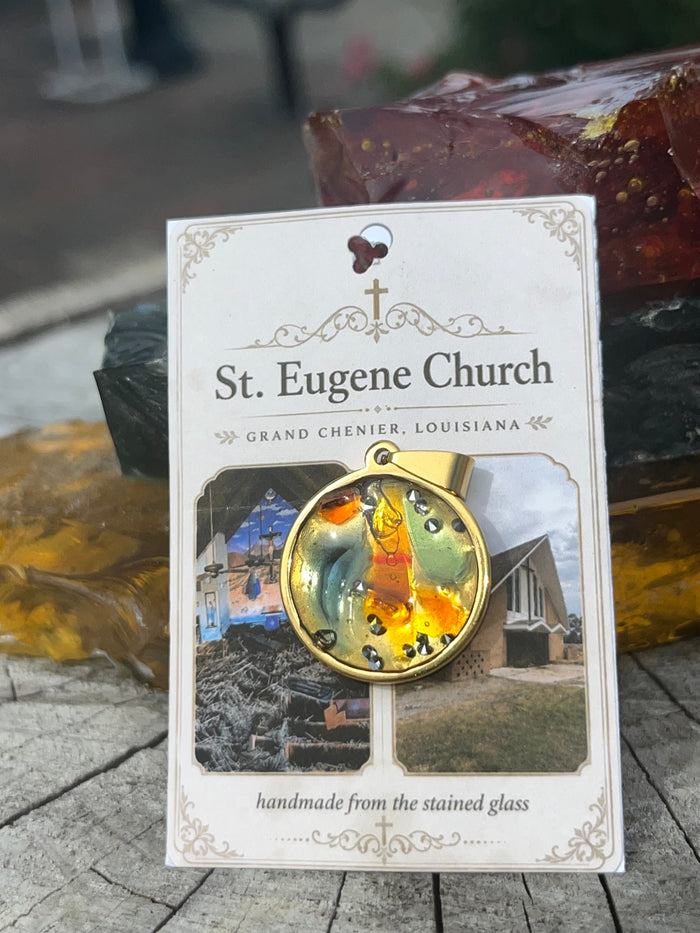 St Eugene Small Round Gold Pendant