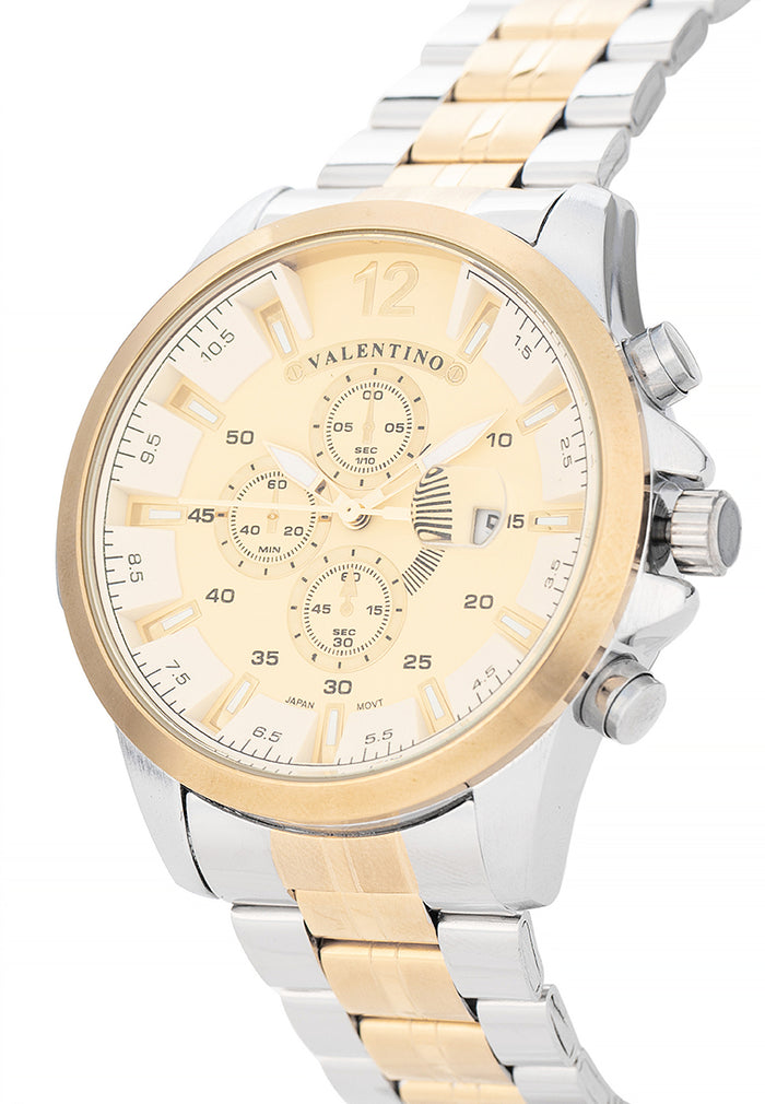 Valentino Stainless Steel Strap Analog Watch for Men 20122543-TT-GOLD DIAL-Watch Portal Philippines