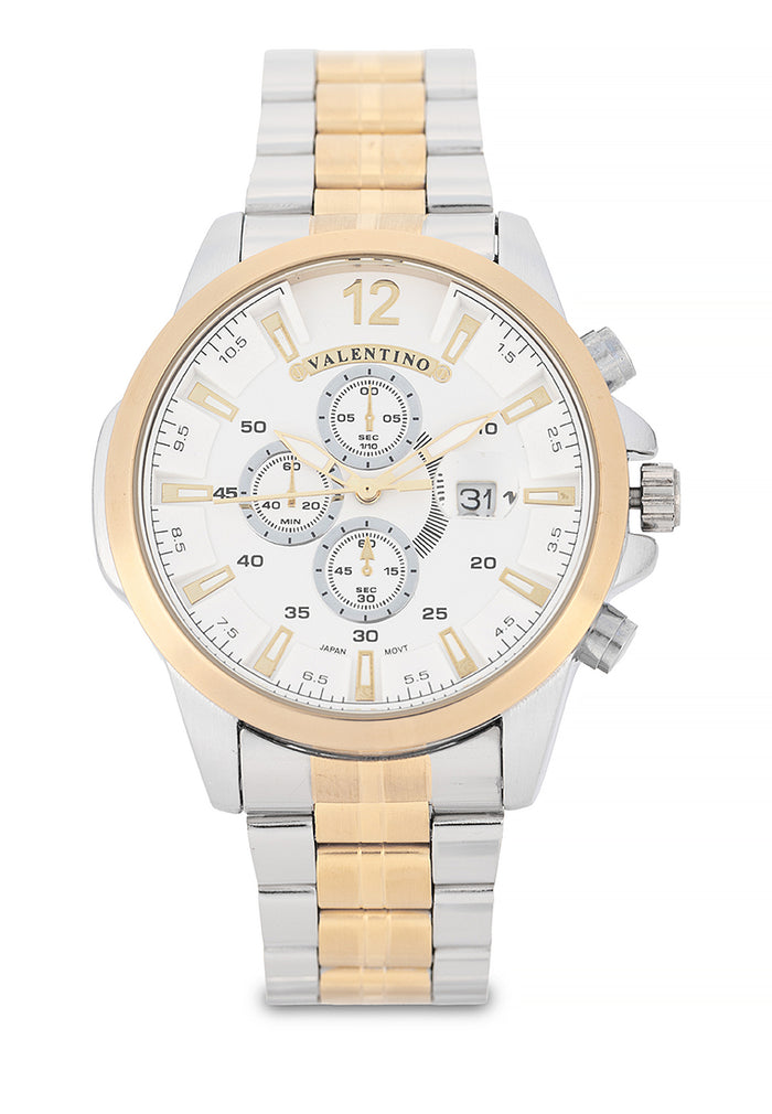 Valentino Stainless Steel Strap Analog Watch for Men 20122543-TT-WHITE DIAL-Watch Portal Philippines