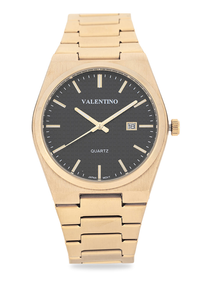 Valentino Stainless Steel Strap Analog Watch for Men 20122546-BLACK DIAL-Watch Portal Philippines
