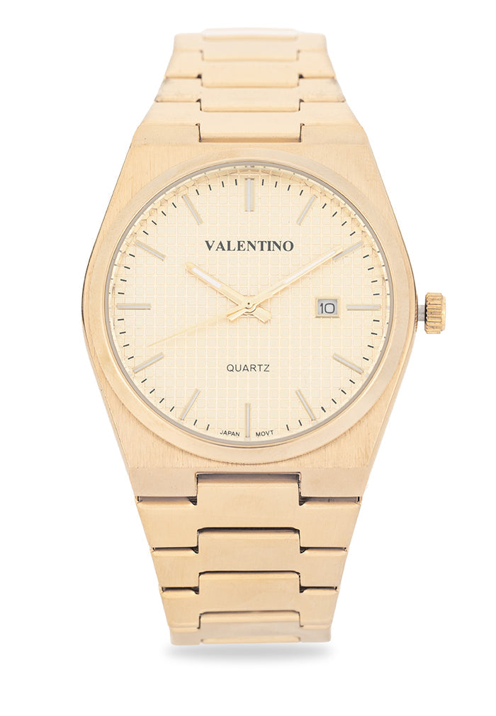 Valentino Stainless Steel Strap Analog Watch for Men 20122546-GOLD DIAL-Watch Portal Philippines