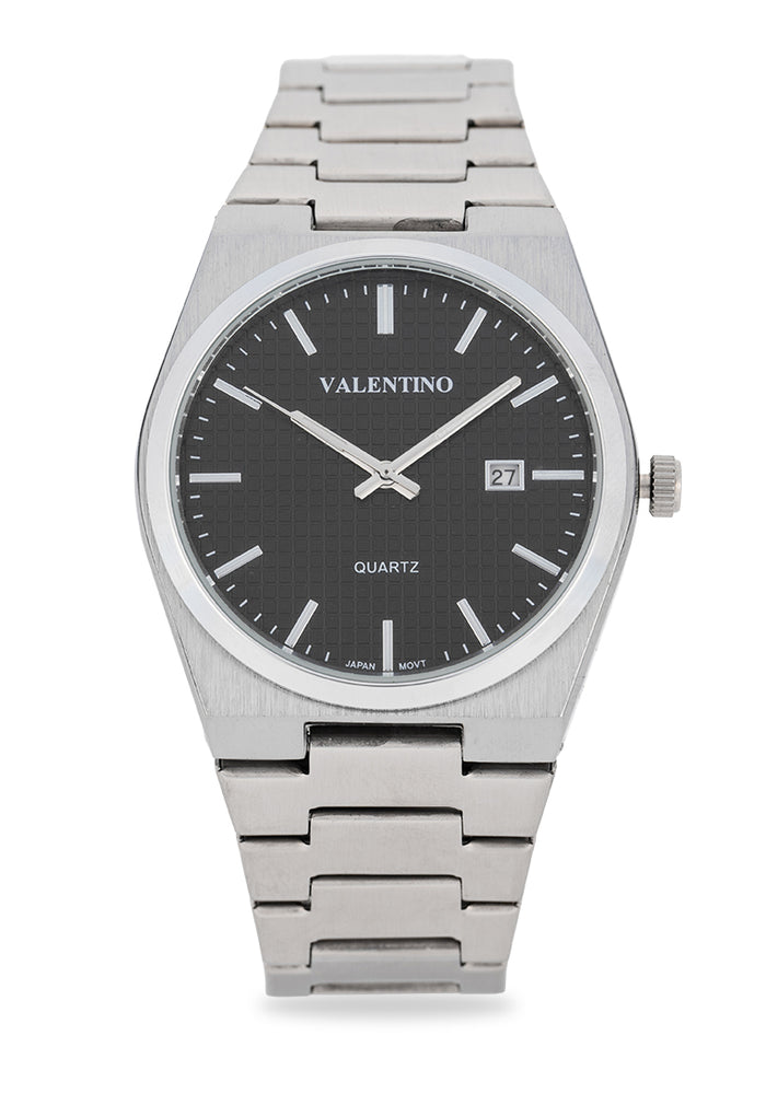 Valentino Stainless Steel Strap Analog Watch for Men 20122547-BLACK DIAL-Watch Portal Philippines
