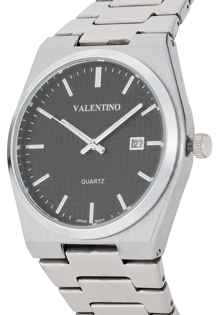 Valentino Stainless Steel Strap Analog Watch for Men 20122547-BLACK DIAL-Watch Portal Philippines