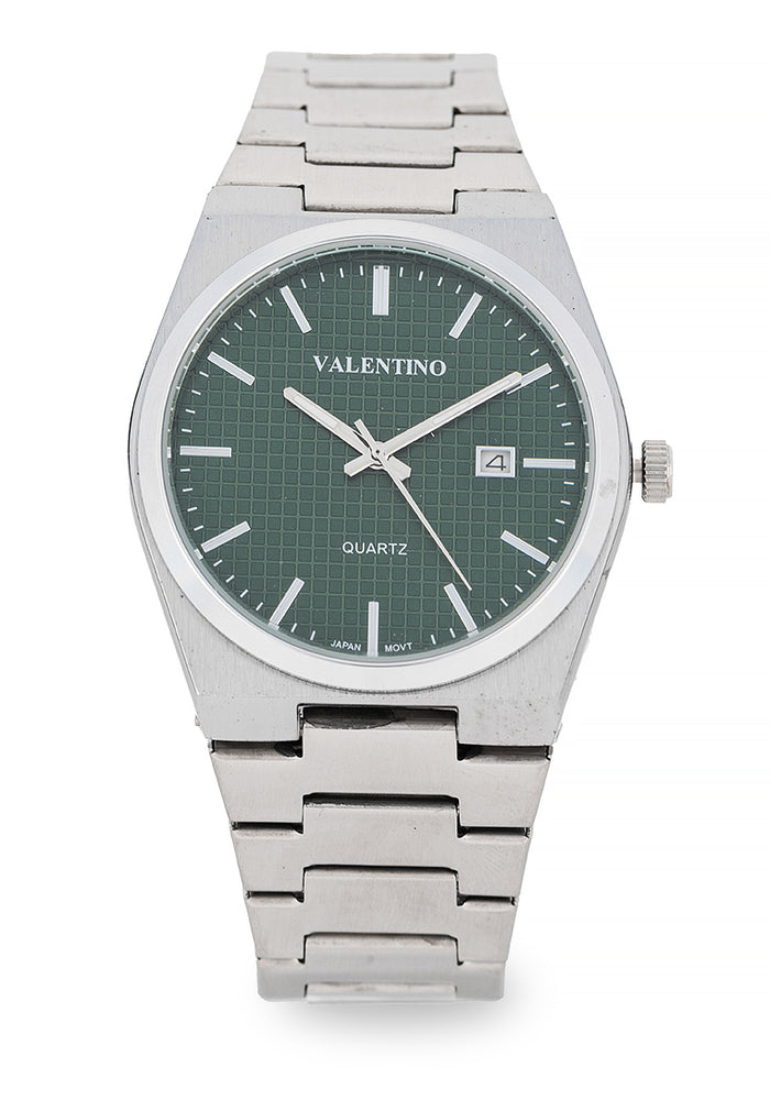 Valentino Stainless Steel Strap Analog Watch for Men 20122547-GREEN DIAL-Watch Portal Philippines