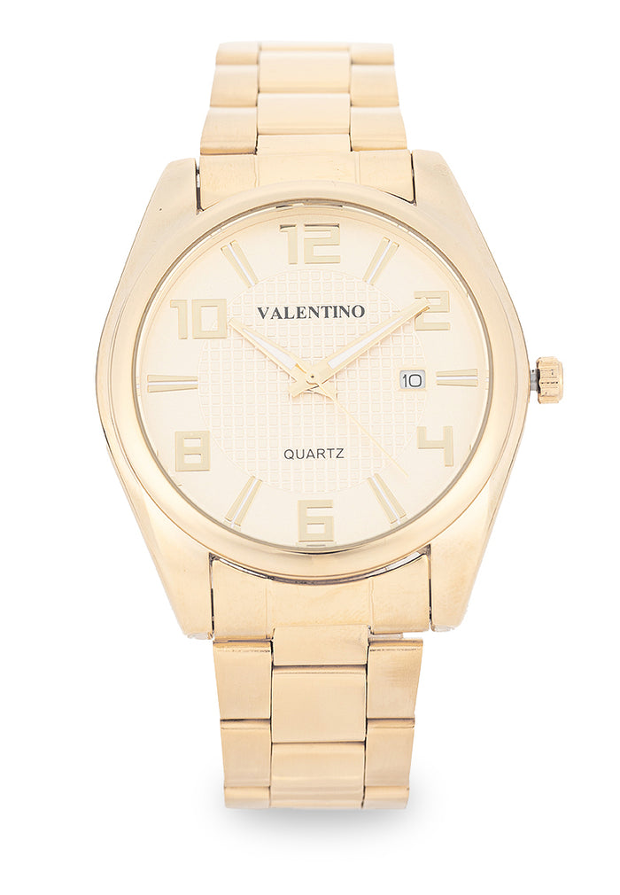 Valentino Stainless Steel Strap Analog Watch for Men 20122549-GOLD DIAL-Watch Portal Philippines