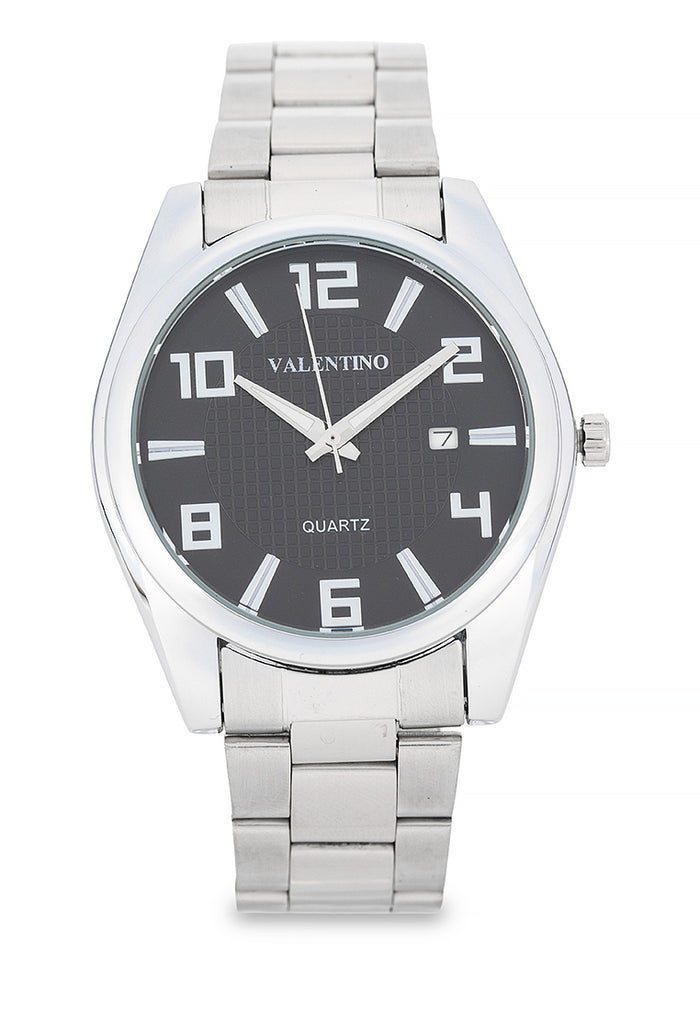 Valentino Stainless Steel Strap Analog Watch for Men 20122550-BLACK DIAL-Watch Portal Philippines