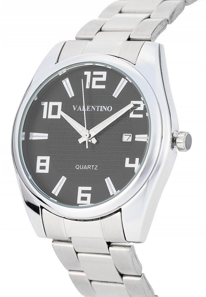 Valentino Stainless Steel Strap Analog Watch for Men 20122550-BLACK DIAL-Watch Portal Philippines