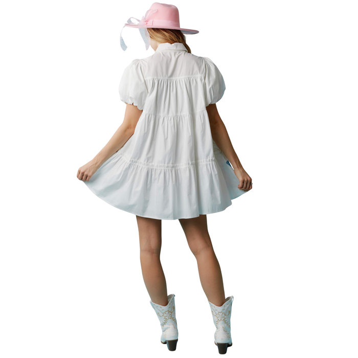 Star Spangled Bow Mini Dress in White