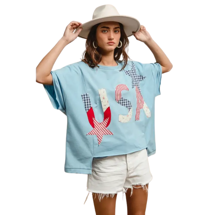 Stars and USA Patchwork Top