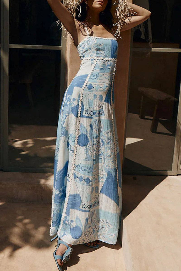 Strapless Maxi Dress with Pattern