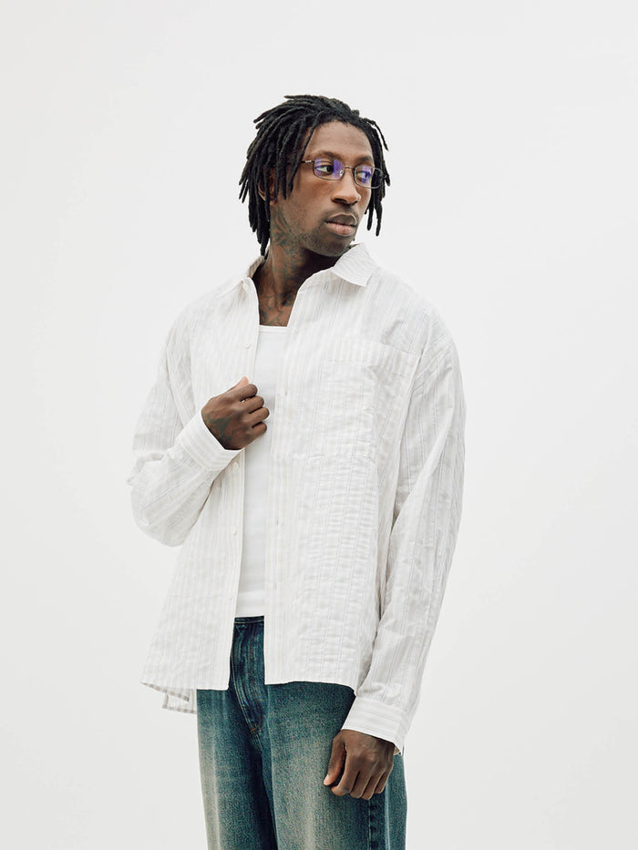 Striped Button-Up Shirt - Brown Stripe