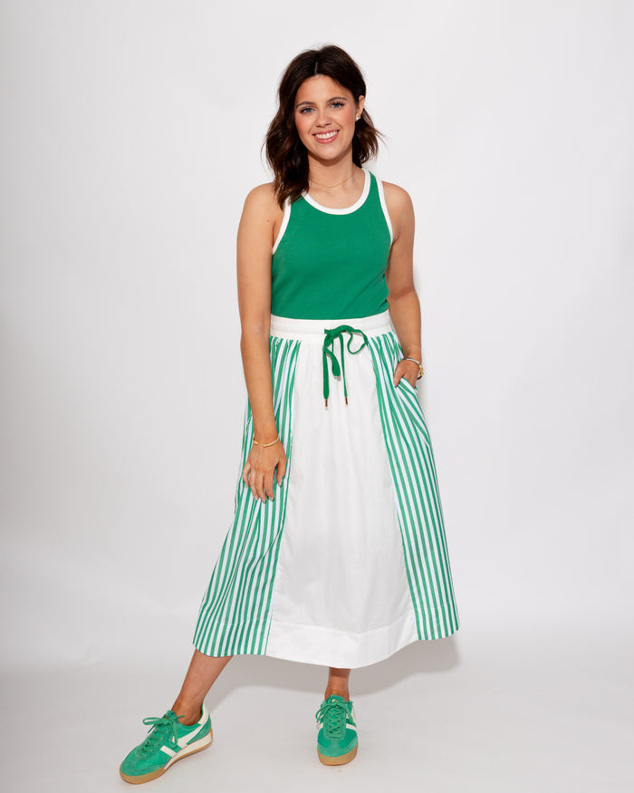 Striped Color Block Midi Dress