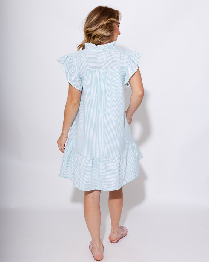 Striped & Smocked Ruffle Mini