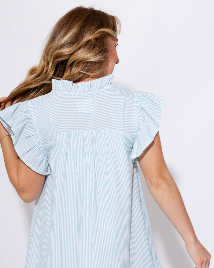 Striped & Smocked Ruffle Mini
