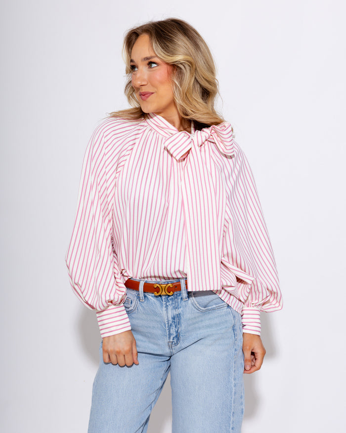 Striped Statement Bow Top