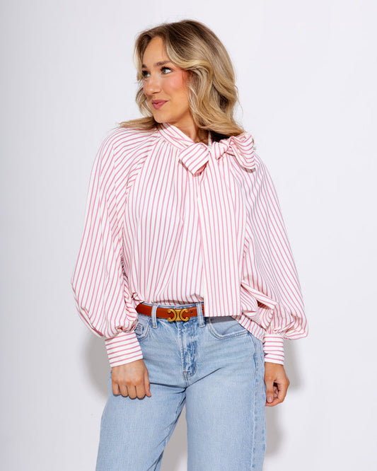 Striped Statement Bow Top