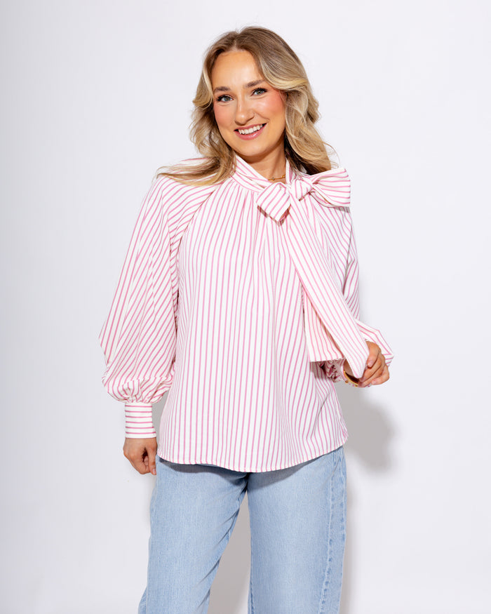 Striped Statement Bow Top