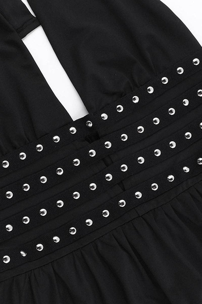 Studded Halterneck Peplum Top