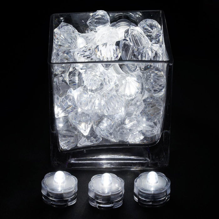 Submersible LED Waterproof Light RGB for Vase Wedding Party Fish Tank - White-12pcs